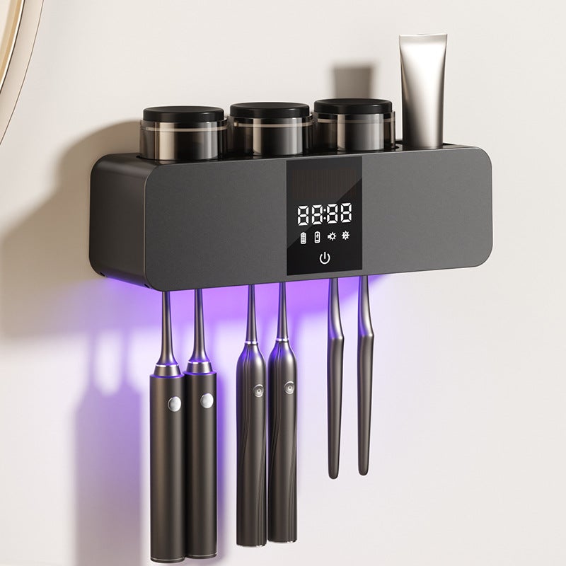 Wall-Mounted Sterilizing Smart Toothbrush Sanitizer Uv Air-Drying Toothbrush Holder Punch-Free Toiletry Set - Image 3