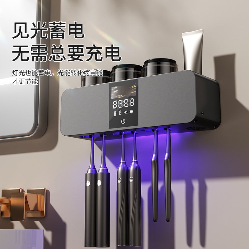 Wall-Mounted Sterilizing Smart Toothbrush Sanitizer Uv Air-Drying Toothbrush Holder Punch-Free Toiletry Set - Image 5