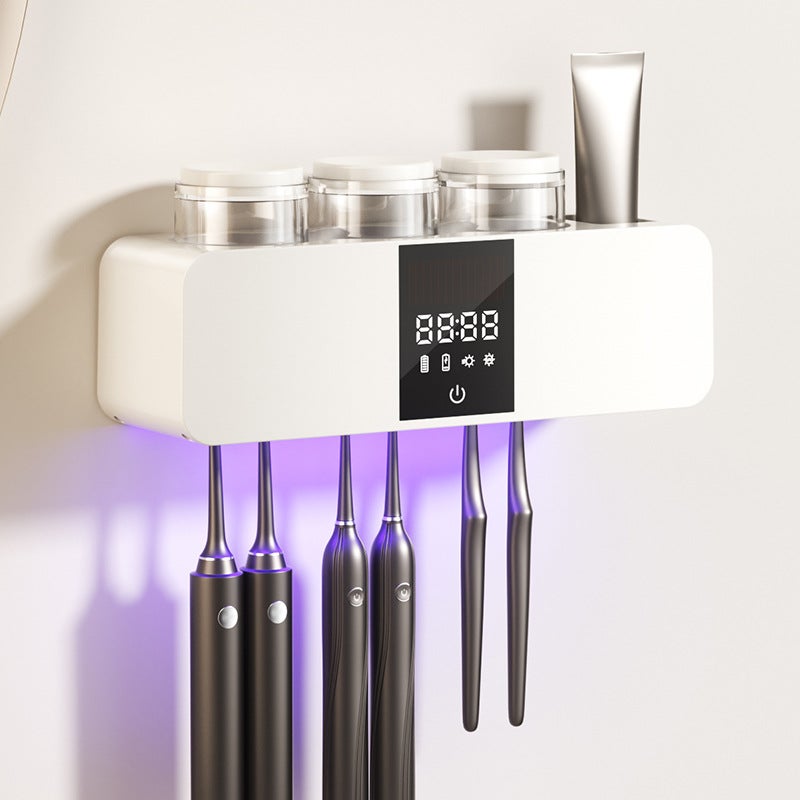 Wall-Mounted Sterilizing Smart Toothbrush Sanitizer Uv Air-Drying Toothbrush Holder Punch-Free Toiletry Set - Image 1
