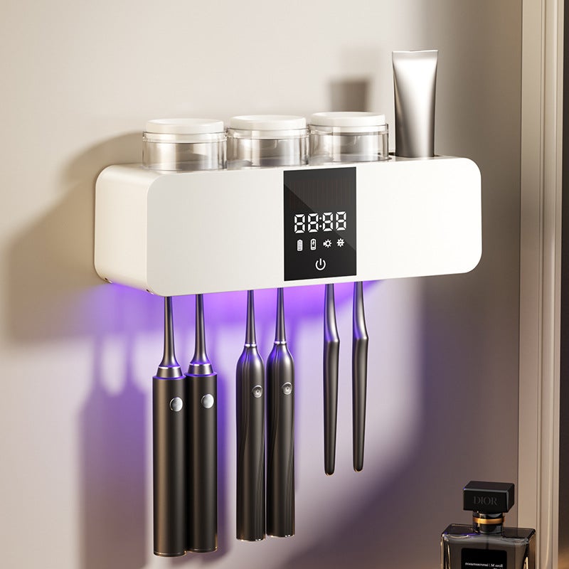 Wall-Mounted Sterilizing Smart Toothbrush Sanitizer Uv Air-Drying Toothbrush Holder Punch-Free Toiletry Set - Image 2
