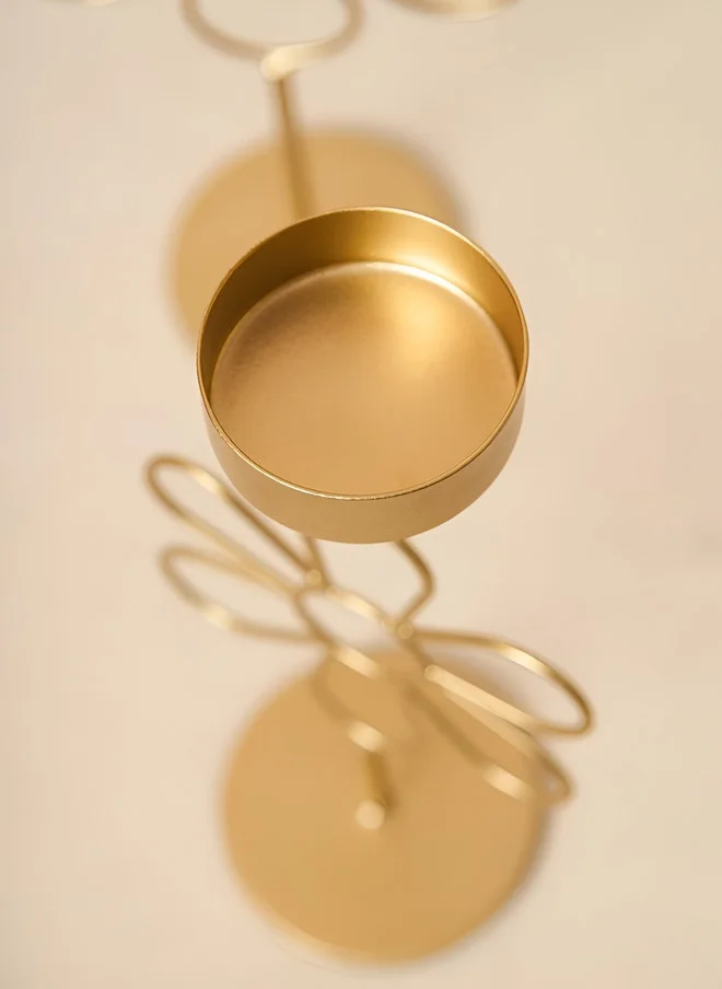 Chumbak  Tall Tea-light Holder Gold flower set  | Best Price UAE