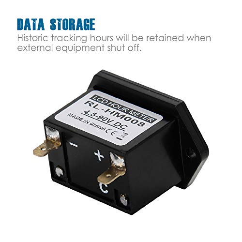 Runleader RL-HM008 DC 4.5-90V Hour Meter with Digital LCD Display for Boat Tractor Generator Engine Mower Fork Lift Paramotors Microlights Marine Engines Cleaners and Chainsaws - Image 3