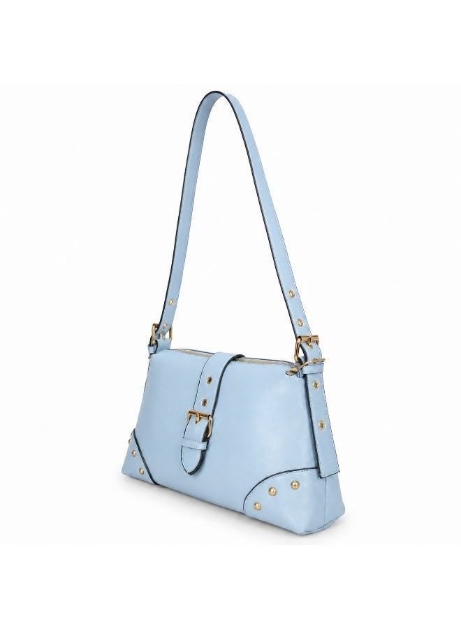 Women’s Stylish Shoulder Bag with Long Strap, Front Buckle and Metal Stud Details – Ladies Handbag for Everyday Use, Outings and Occasions - Image 4
