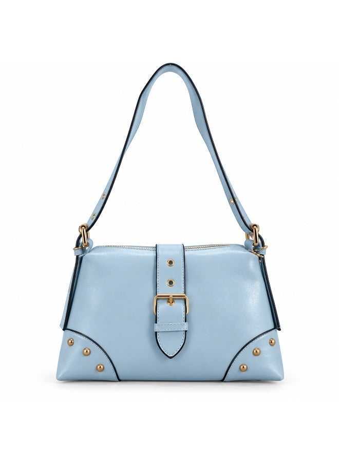 Women’s Stylish Shoulder Bag with Long Strap, Front Buckle and Metal Stud Details – Ladies Handbag for Everyday Use, Outings and Occasions - Image 3