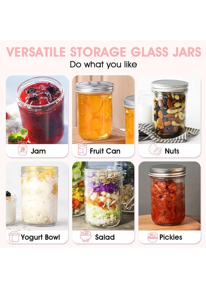HOMESTAR 6 Pack Wide Mouth Mason Jars 19oz - Airtight Glass Canning Jars for Food Storage, Meal Prep, Overnight Oats, Pickling, Salad & Wedding Favors (Leak-Proof Lids) - Image 2