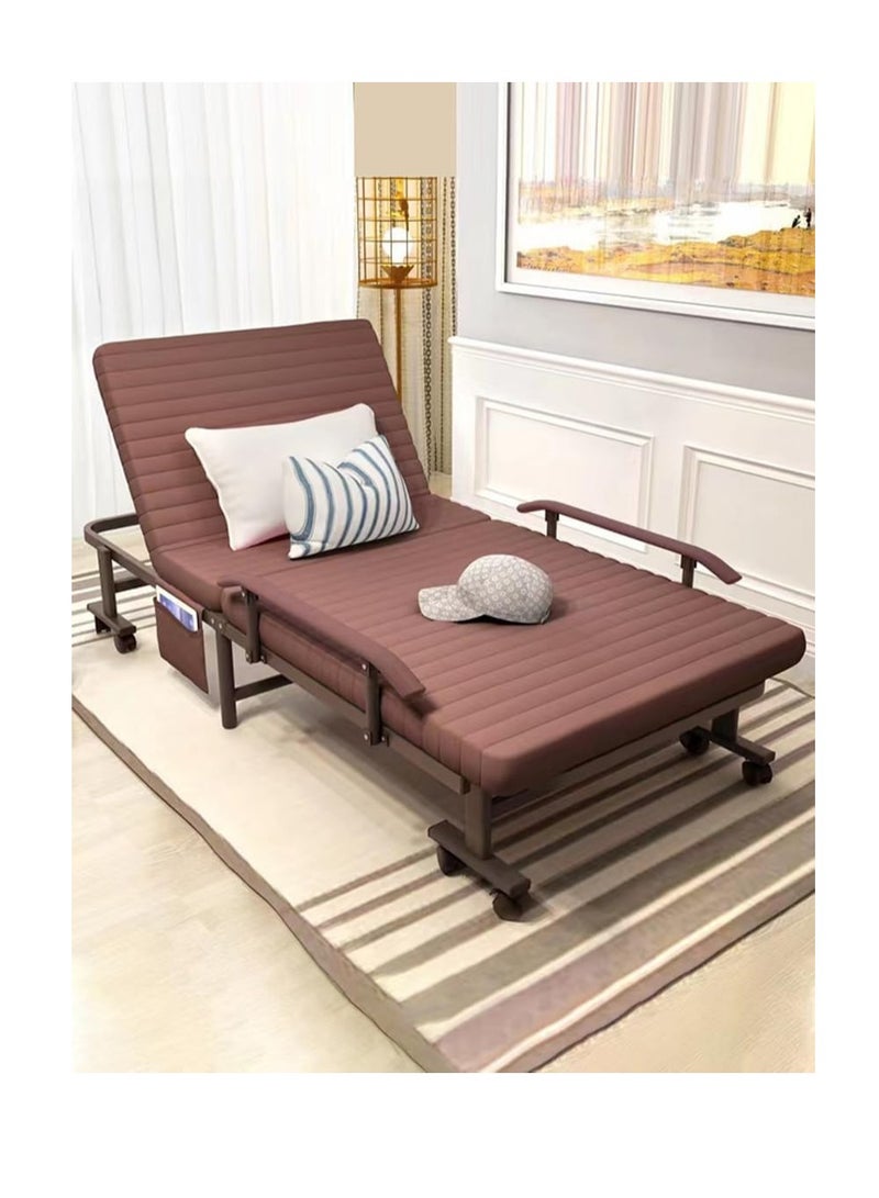 CityRiya-Long Folding Bed, Portable Foldable Bed,Portable Bed Foldable Bed for Camping,Rollaway Guest Bed with Mattress for Adults, Adjustable Reclining Chairs Fold Up Bed with Memory Foam Mattress for Home Office and Hospital - Image 2