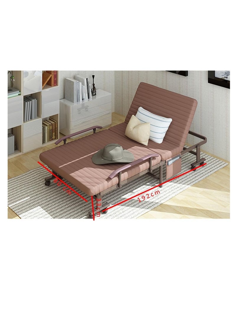 CityRiya-Long Folding Bed, Portable Foldable Bed,Portable Bed Foldable Bed for Camping,Rollaway Guest Bed with Mattress for Adults, Adjustable Reclining Chairs Fold Up Bed with Memory Foam Mattress for Home Office and Hospital - Image 3