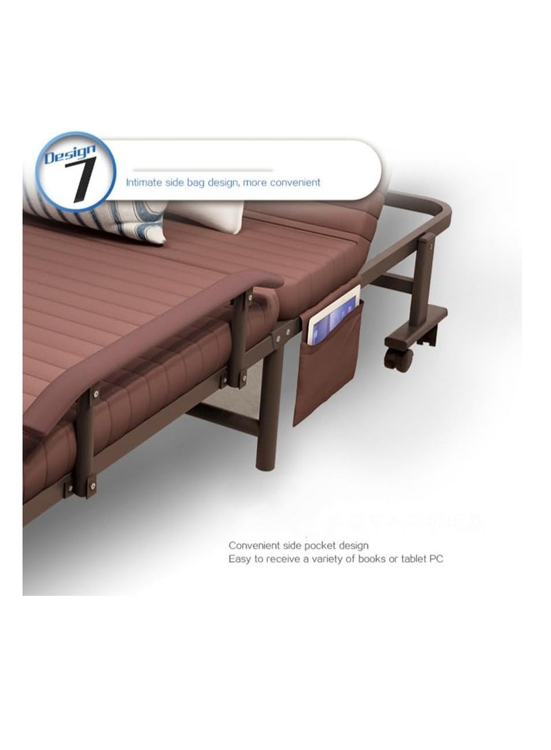 CityRiya-Long Folding Bed, Portable Foldable Bed,Portable Bed Foldable Bed for Camping,Rollaway Guest Bed with Mattress for Adults, Adjustable Reclining Chairs Fold Up Bed with Memory Foam Mattress for Home Office and Hospital - Image 5