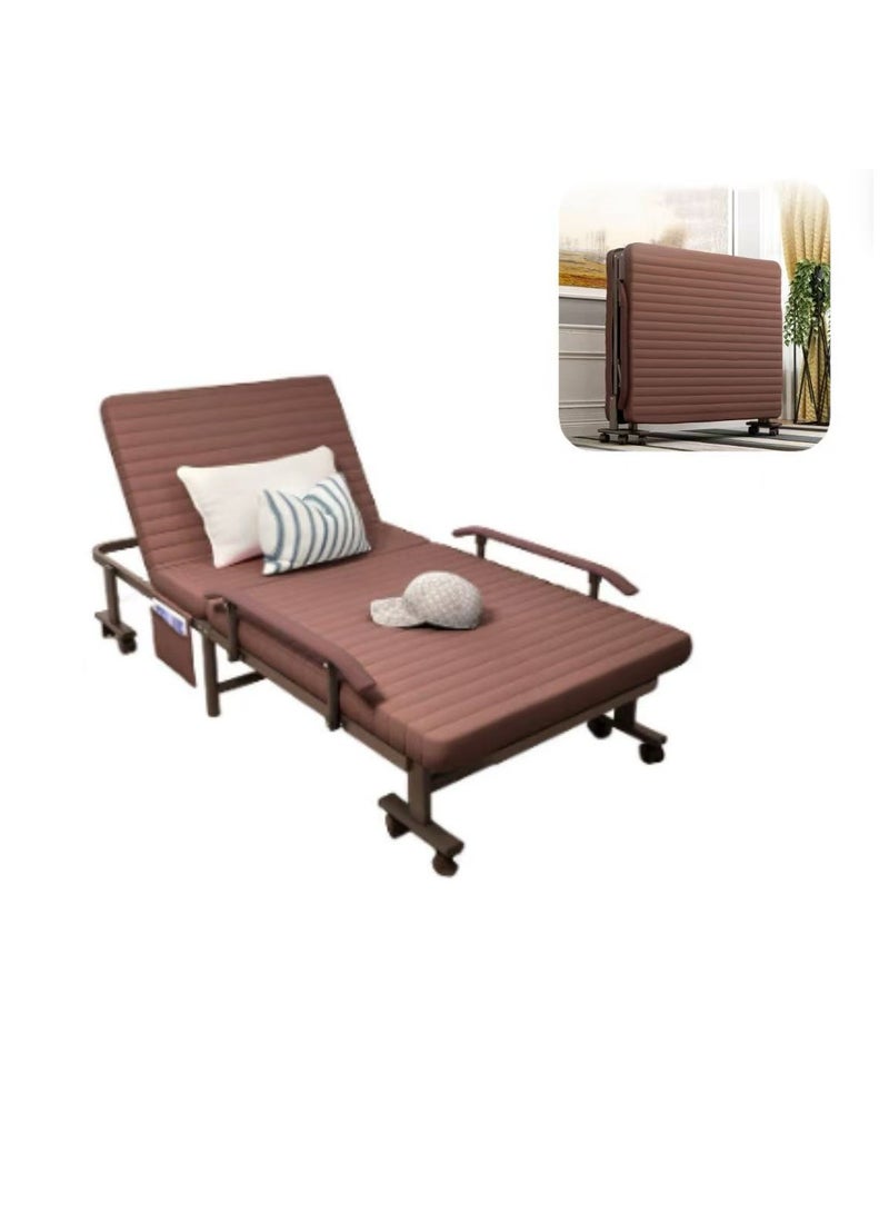 CityRiya-Long Folding Bed, Portable Foldable Bed,Portable Bed Foldable Bed for Camping,Rollaway Guest Bed with Mattress for Adults, Adjustable Reclining Chairs Fold Up Bed with Memory Foam Mattress for Home Office and Hospital - Image 1