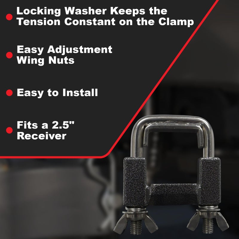 Trimax THC250 Universal Anti-Rattle Clamp Fits 2-1/2" Hitch, Silver - Image 2