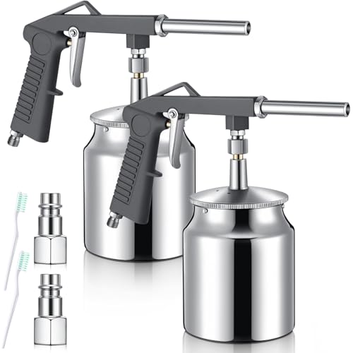 Yaocom مسدس رش الطلاء تحت الطلاء من ياوكوم 2 قطعة مع كوب تغذية شفط سعة 750 مل وفرشاة تنظيف، لتطبيق طلاء بطانة سرير الشاحنة القابل للرذاذ، رشاش هوائي آلي من الألمنيوم لمقاومة الصدأ - Image 1