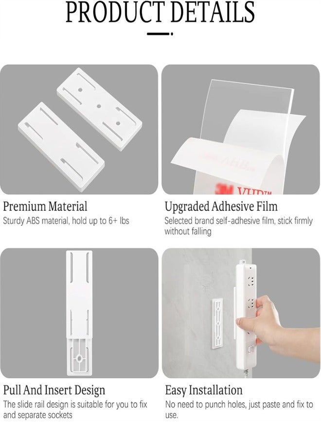 Desktop Socket Fixer, 4pcs Self-Adhesive Desktop Socket Fixer Plug-in Surge Protector Holder, Desktop Mobile Punch-Free Socket Holde for Kitchen Home Office Cable Management - Image 3