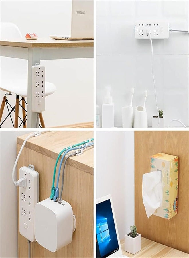 Desktop Socket Fixer, 4pcs Self-Adhesive Desktop Socket Fixer Plug-in Surge Protector Holder, Desktop Mobile Punch-Free Socket Holde for Kitchen Home Office Cable Management - Image 4