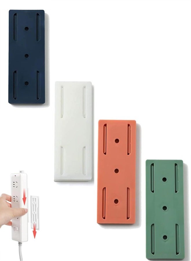 Desktop Socket Fixer, 4pcs Self-Adhesive Desktop Socket Fixer Plug-in Surge Protector Holder, Desktop Mobile Punch-Free Socket Holde for Kitchen Home Office Cable Management - Image 1