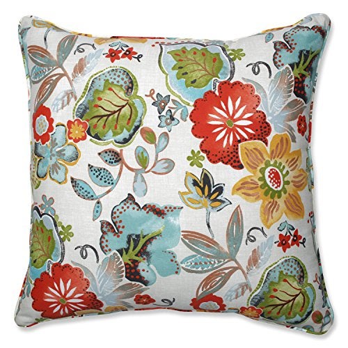 Pillow Perfect Pillow Perfect Bright Floral IndoorOutdoor Accent Throw Pillow Plush Fill Weather and Fade Resistant Floor  25 x 25 Ivory Alastriste 