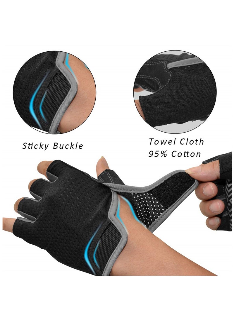 SYOSI Cycling Gloves for Men Women, Half Finger Bicycle Biking Gloves,  Shock-Absorbing Anti-Slip Breathable MTB Road Biking Gloves for Fitness Cycling Training Outdoor Sports (L) - Image 3