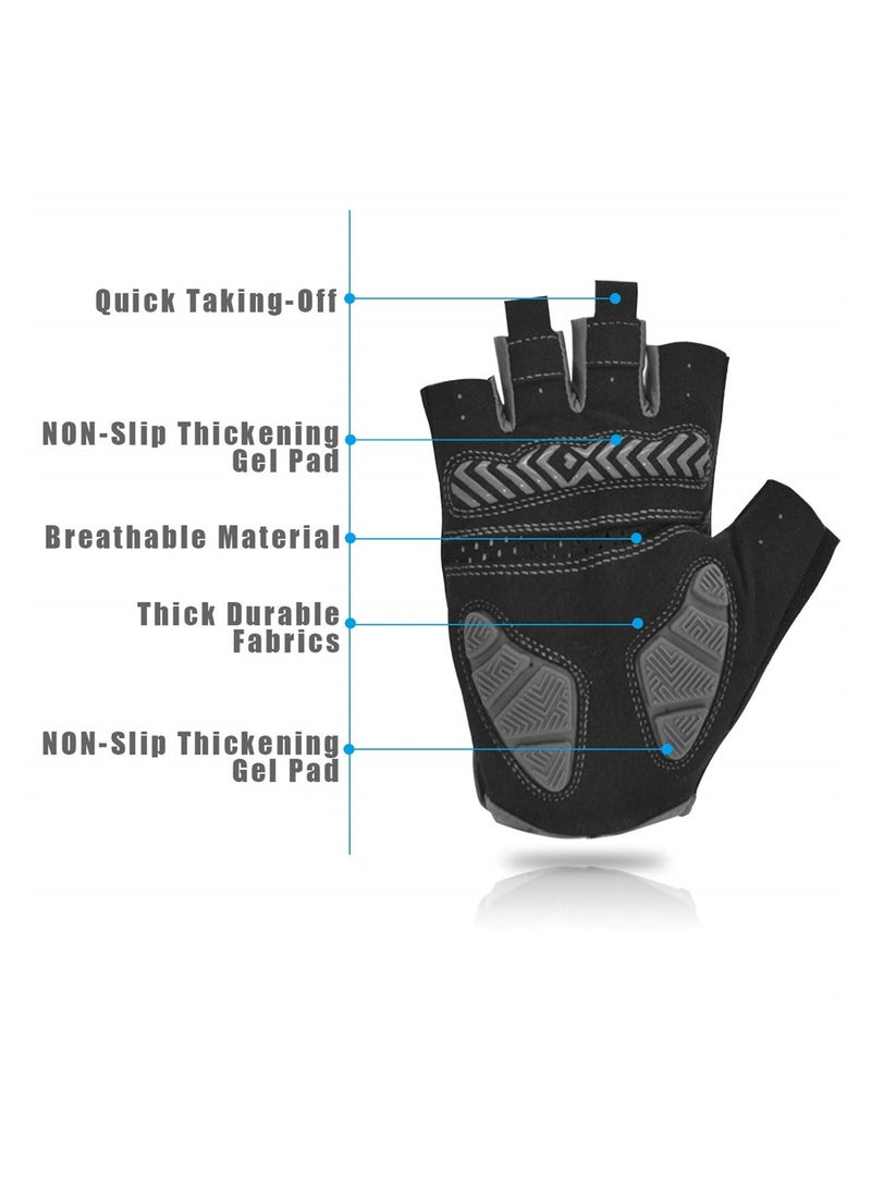 SYOSI Cycling Gloves for Men Women, Half Finger Bicycle Biking Gloves,  Shock-Absorbing Anti-Slip Breathable MTB Road Biking Gloves for Fitness Cycling Training Outdoor Sports (L) - Image 2