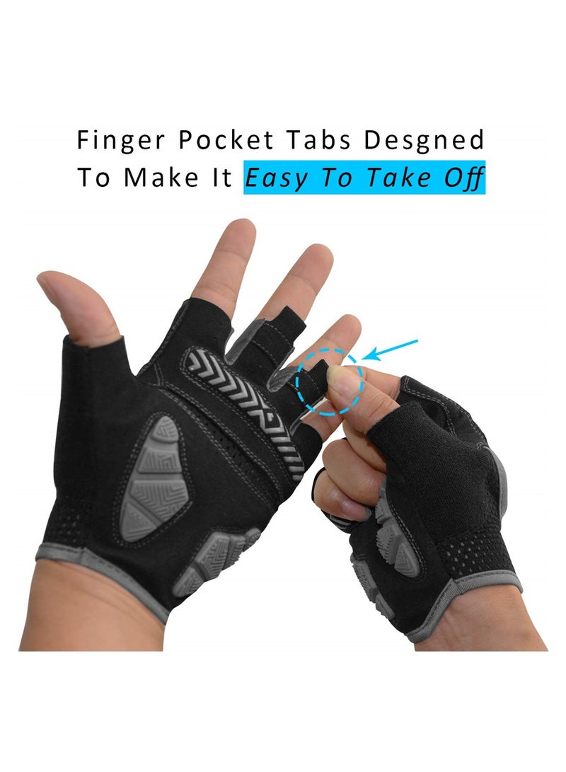 SYOSI Cycling Gloves for Men Women, Half Finger Bicycle Biking Gloves,  Shock-Absorbing Anti-Slip Breathable MTB Road Biking Gloves for Fitness Cycling Training Outdoor Sports (L) - Image 5