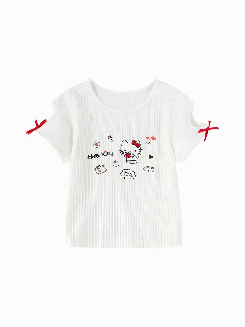 بالابالا Toddler Girls Round v-neck short-sleeved T-shirt