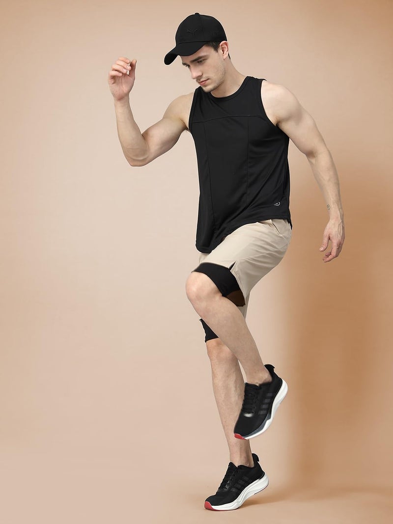 CHKOKKO Tank Tops Sleeveless T-Shirt for Men Dry Fit Vest Moisture Wicking Gym Wear Solid Stylish Design Round Neck Running Sando for Sports Workout Fitness Apparel Black M - Image 3