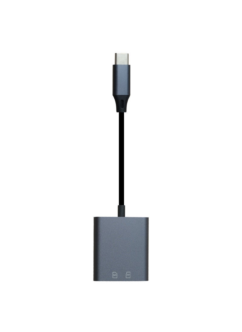 Multi-Function OTG Card Reader for iPhone 15Pro Max and Android Type-C Aluminum alloy: Type-c to SD + TF double-Port card reader (boxed) 