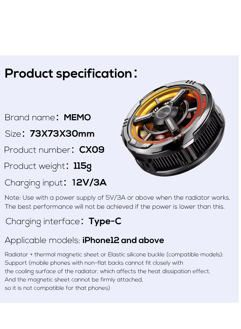 Memo Memo CX09 Magnetic Mobile Phone Cooling Fan Radiator Cooler  - Image 2