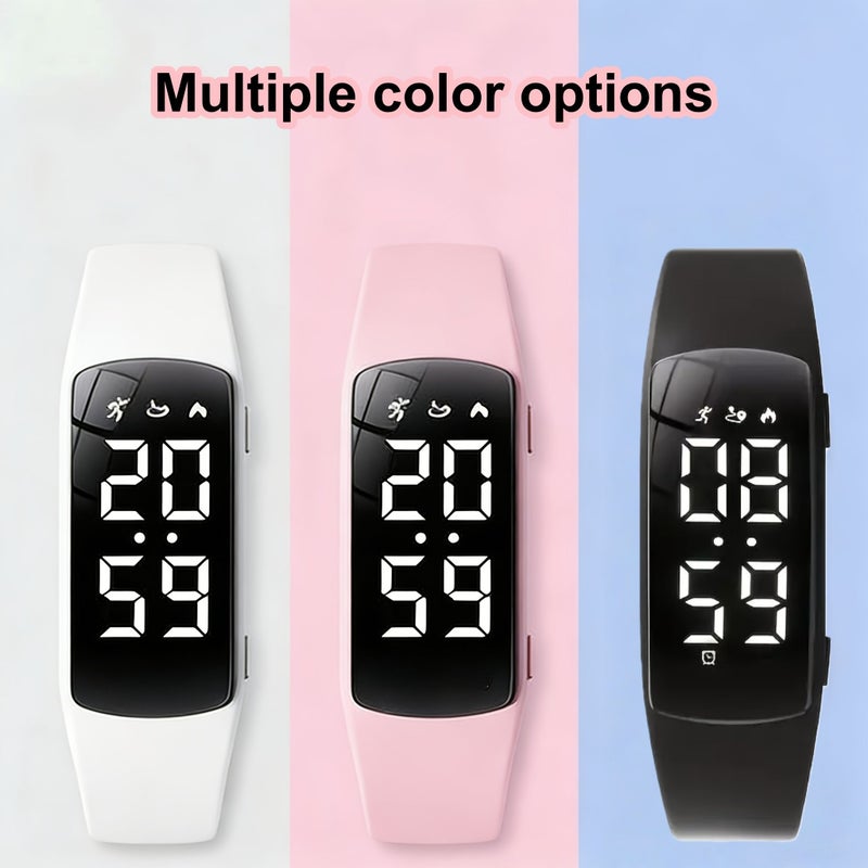 Multifunctional Fitness Tracker Watch Pedometer Step Counter Gray White for Men Women - Image 1