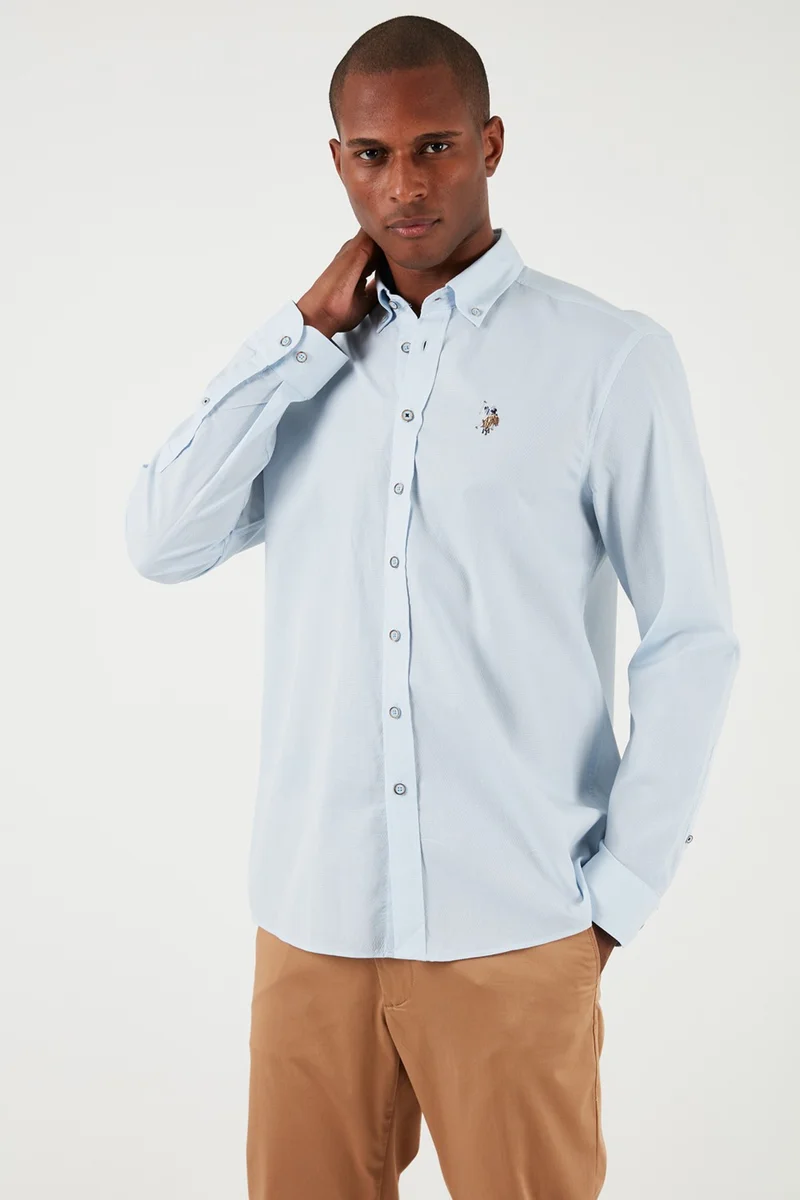 يو اس بولو اسن BASE. Polo Assn. Base. Polo Button Collar 100% Cotton Slim Fit Shirt Men's Shirt G081SZ0041829841