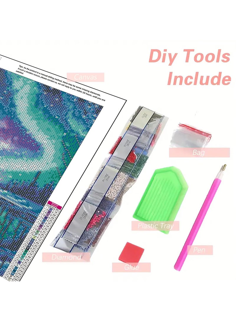 مجموعة الماس الفن، DIY 5D القمر المناظر الطبيعية الماس اللوحة مجموعة، جولة كاملة الماس الحرفية ديكور الجدار المنزلي هدية 30x40cm (بدون حدود) - Image 3