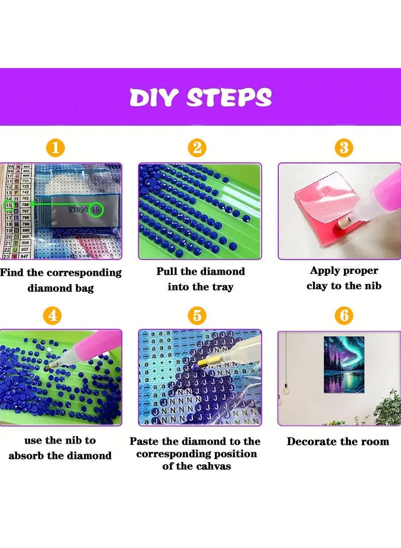 مجموعة الماس الفن، DIY 5D القمر المناظر الطبيعية الماس اللوحة مجموعة، جولة كاملة الماس الحرفية ديكور الجدار المنزلي هدية 30x40cm (بدون حدود) - Image 4