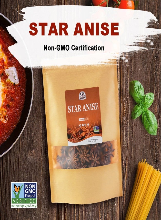 52USA Star Anise Whole, 4 Ounce (Pack of 1), NON-GMO Verified Chinese Star Anise Whole, Dried Star Anise Pods for Tea and baking - Image 2