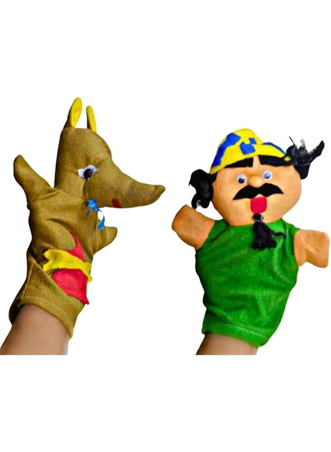 Interactive Soft Plush Assorted Character Hand Puppet for Storytelling, Role Play, and Early Learning Fun (Shelby and the Dog) - Image 2