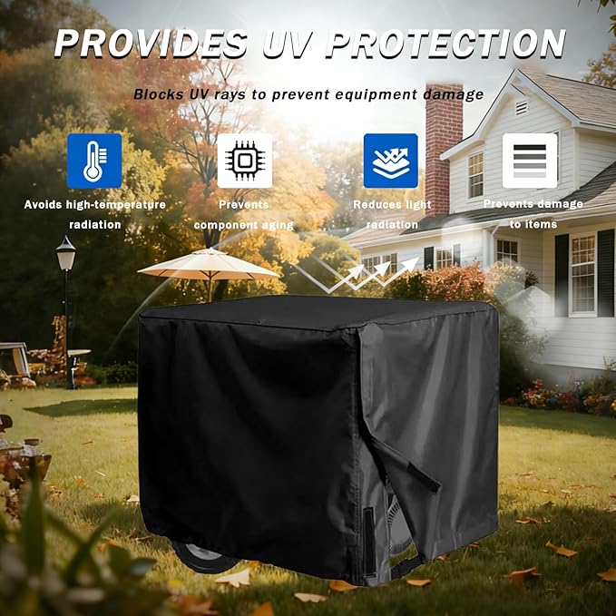 Outdoor Generator Cover for Honda EU2200i Companion 2200W-1800W, 420D Heavy Duty Water-Resistant Portable Generator Cover, Rain & Dirt Protection with Windproof Buckle Straps,B B normal - Image 3