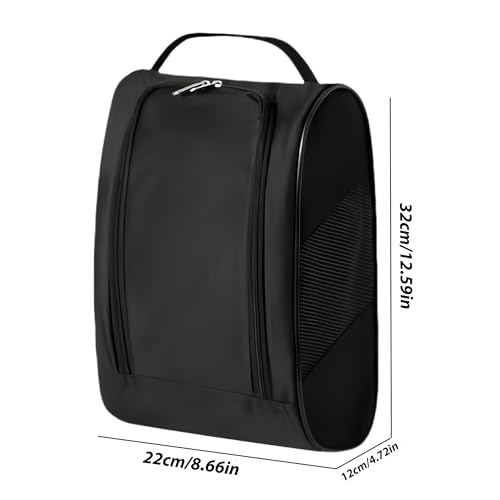 YKuzLx Portable Oxford Golf Shoes Bag Sports Shoe Bag with Ventilation Waterproof Travel Shoes Bag Shoes Storage Organizer with Zipper Closuren for Outdoor Sports Golf Travel Gem Black2 - Image 3