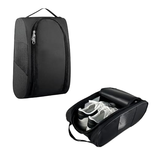 YKuzLx Portable Oxford Golf Shoes Bag Sports Shoe Bag with Ventilation Waterproof Travel Shoes Bag Shoes Storage Organizer with Zipper Closuren for Outdoor Sports Golf Travel Gem Black2 - Image 1