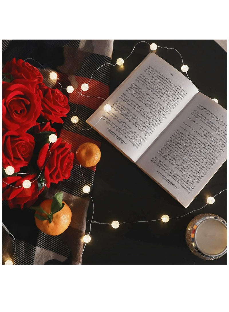 KASTWAVE Decorative Lights String Globe String Lights for Bedroom Decorative Lights, Crystal Crackle Ball Lights 5m 50 LED Soft White Battery Operated Fairy Lights Perfect for Valentine's Day - Image 5