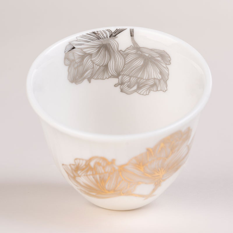 لا ميسا لاميسا طقم فناجين قهوة وأكواب شاي زجاج وبورسلان أبيض 21 قطعة - Image 3