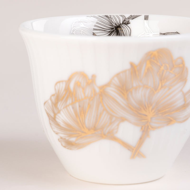 لا ميسا لاميسا طقم فناجين قهوة وأكواب شاي زجاج وبورسلان أبيض 21 قطعة - Image 4