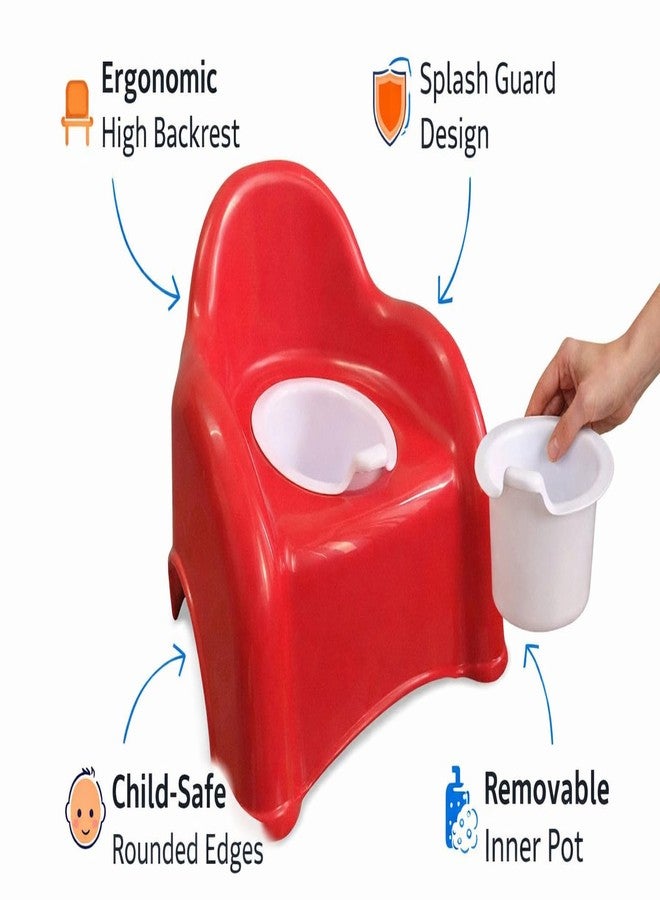 Maanit Baby Toilet Training Potty Seat with Upper Closing Lid with Removable Bowl (Red) - Image 3