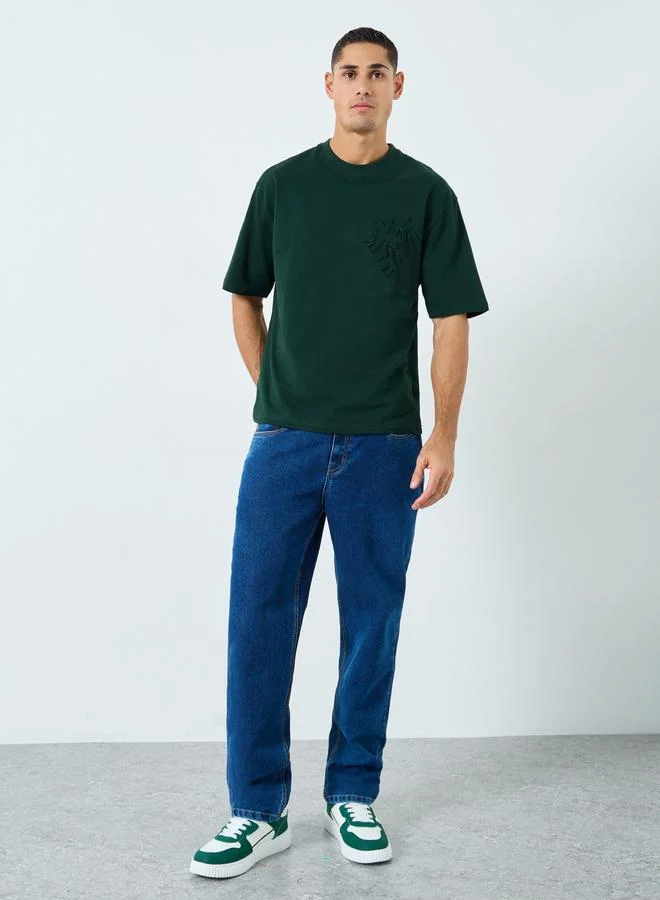 Styli Styli Green Embossed Print Oversized T-Shirt