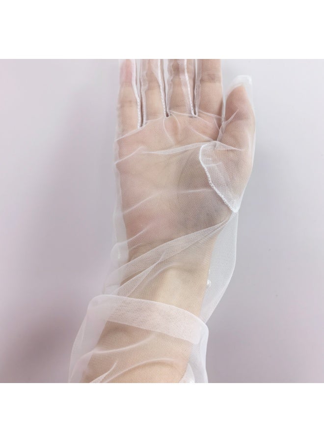Women Sheer Long Gloves Pearl Mesh Tulle Sheer Gloves Wedding Bridal Gloves Dance Gloves Long Opera Party Gloves  - Image 5