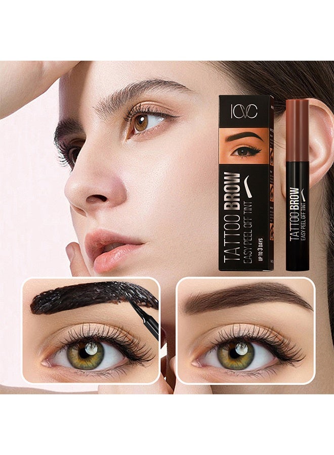 ICVC Tattoo Brow Easy Peel Off Tint,3 Days Peel Off Tint Tattoo Eyebrow Gel Enriched with Royal Jelly and Aloe Vera Waterproof and Smudge proof Peel Off Tint Dark Brown #02 - Image 5