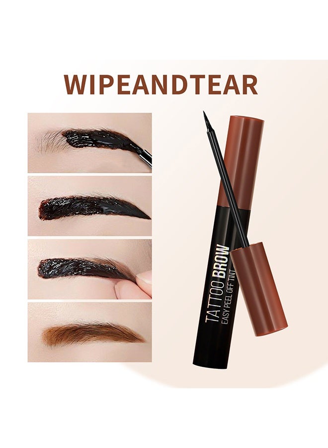 ICVC Tattoo Brow Easy Peel Off Tint,3 Days Peel Off Tint Tattoo Eyebrow Gel Enriched with Royal Jelly and Aloe Vera Waterproof and Smudge proof Peel Off Tint Dark Brown #02 - Image 3
