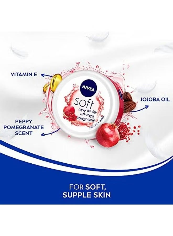 Nivea Soft Light Moisturizer Cream Peppy Pomegranate With Vitamin E & Jojoba Oil For Face Hands And Body 100 Ml - Image 2