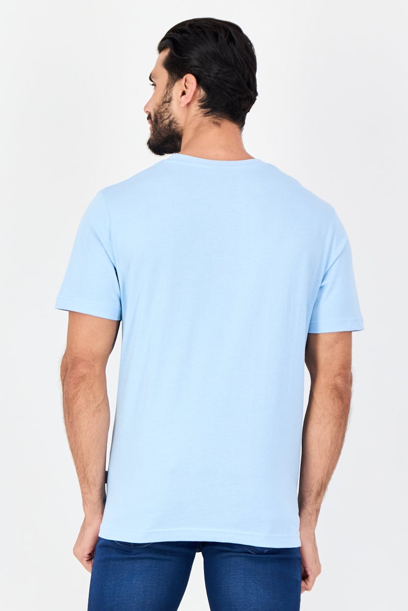 Nicce Men Crew Neck Brand Logo Short Sleeve T-Shirt, Light Blue - Image 3