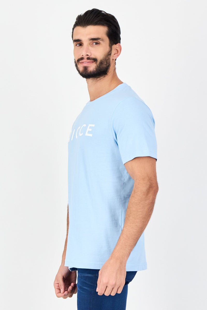 Nicce Men Crew Neck Brand Logo Short Sleeve T-Shirt, Light Blue - Image 2