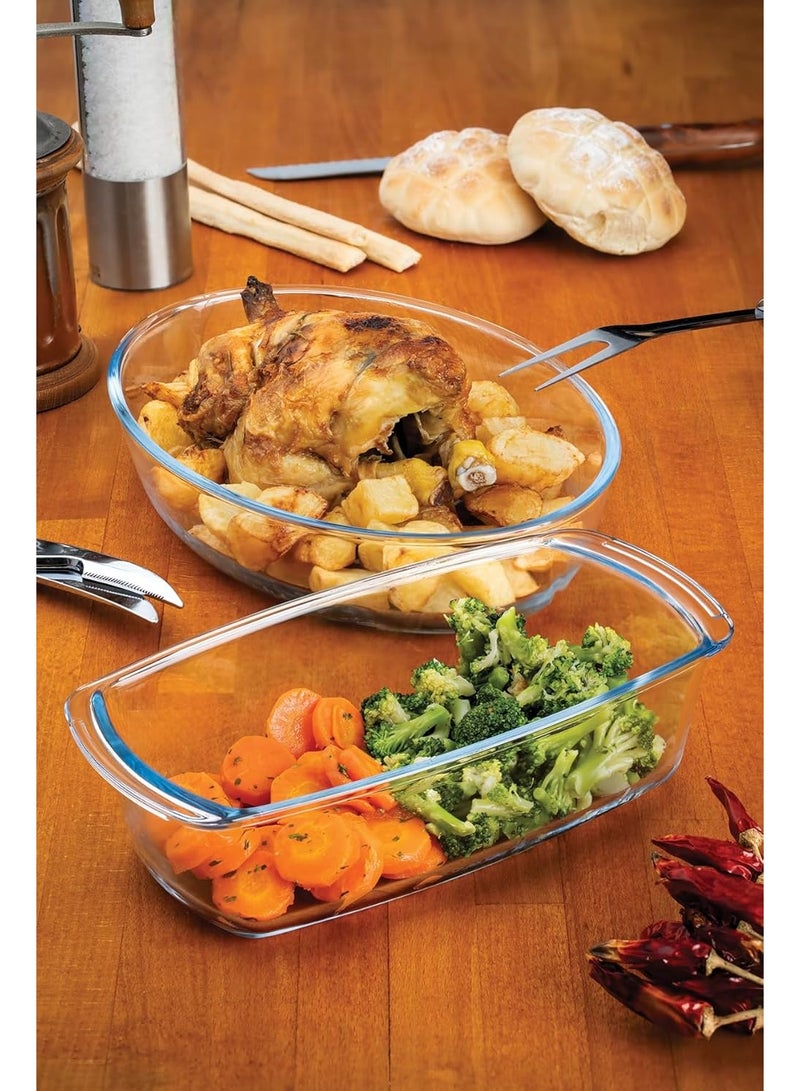 Guardini, Borosilicate Glass Baking Mould Heat Resistant 27 x 14 x 7 cm - 1.8 L, Transparent/Light Blue - Image 2