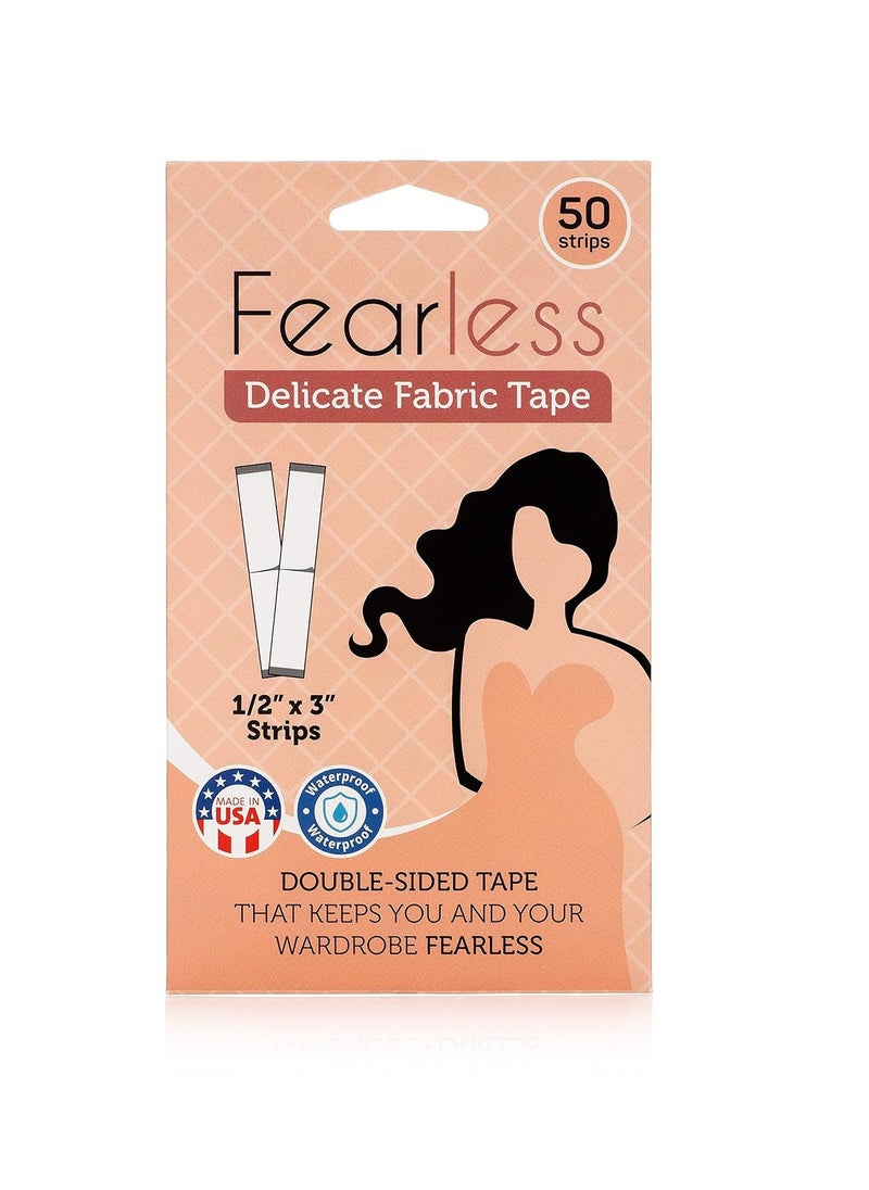 Fearless Tape Delicate Fabric - Women's Double Sided Tape for Clothing and Body, Transparent Clear Color for All Skin Shades, 50 Count 