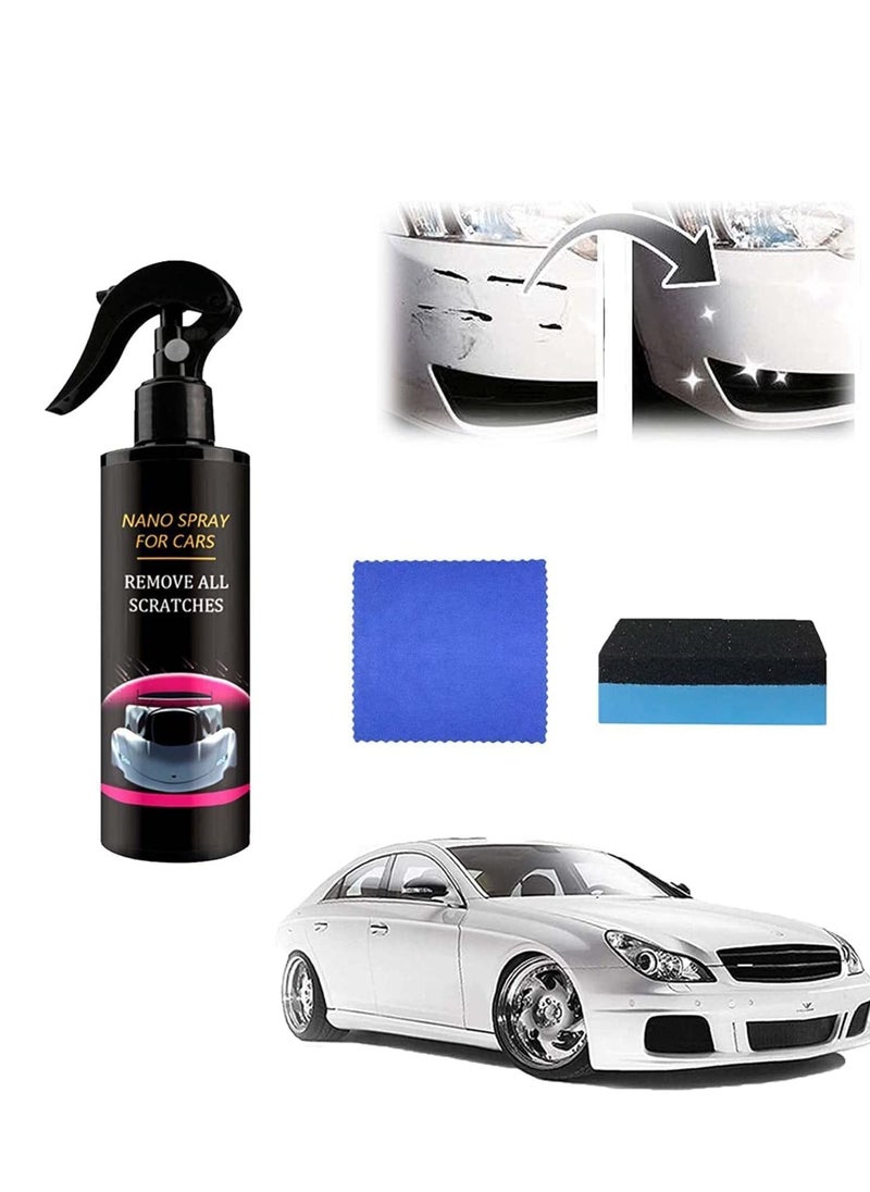 RAYHONG Car Scratch Repair Spray, Car Quick Repair Nano Spray, Fast Flawless Repair Scratch Spray, Nano Ceramic Crystal Coating Car Fine Scratch Removal Spray (120ml + Sponge Brush and Wipe)  - Image 1
