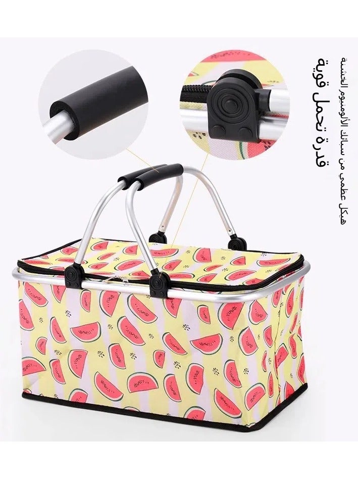 عام سلة نزهة سلة اليد في الهواء الطلق سوبر ماركت المنزلية سلة تخزين التسوق سلة العزل سلة كيس الثلج نزهة سلة قابلة للطي - Image 2